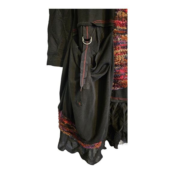 Paolo Tricut Dress Size S Black Layered Long Sleeve Ruffles Lagenlook BOHO Artsy - Picture 4 of 15